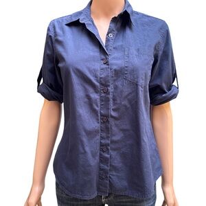 The Limited Blue Casual Cotton Button Down Shirt with Short Sleeves Small
